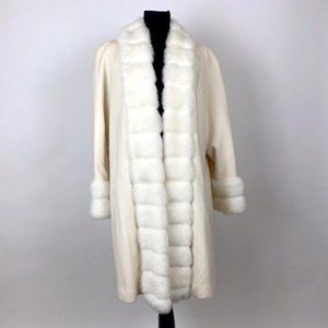Vintage Alorna Ivory Fur Wool Evening Coat size 8 *read note